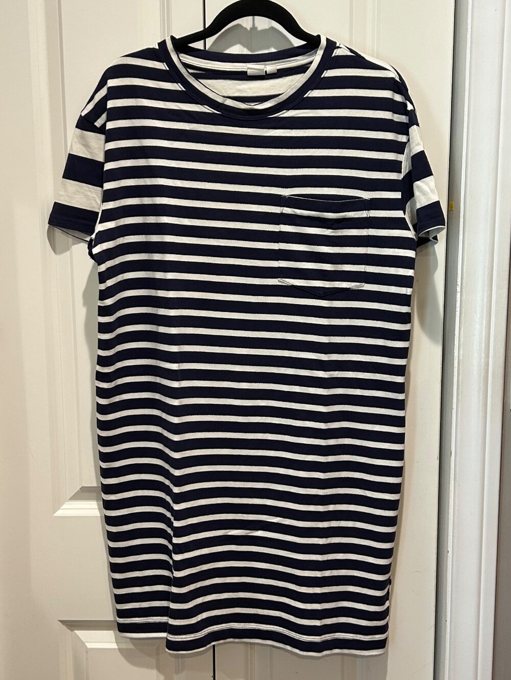 GAP Striped Navy & White Pocket Crewneck Tee Dress